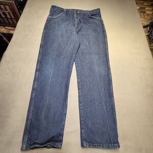 Rustler Jeans Mens 38x32 Blue Straight Leg Distressed‎ Denim Workwear
